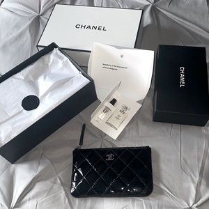 Chanel Mini O Case Black Patent Leather